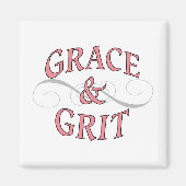 Grace & Grit in roze en grijs Magneet (Voorkant)