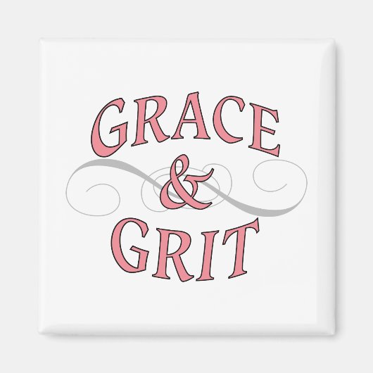 Grace & Grit in roze en grijs Magneet (Voorkant)