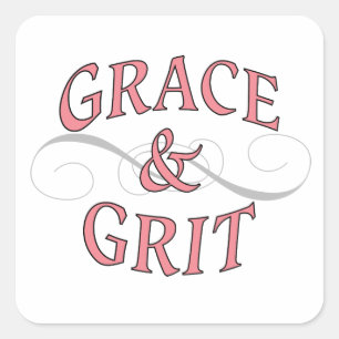 Grace & Grit in roze en grijs Vierkante Sticker