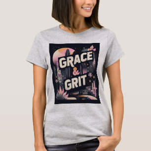 Grace & Grit Modern Zwart Roze Typo T-shirt