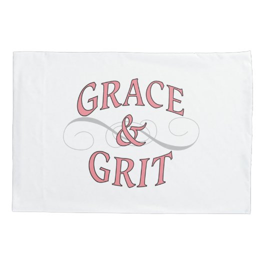 Grace & Grit Woorden in roze en grijs Kussensloop (Achterkant)