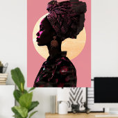 Grace in Pink: Afrikaanse erfgoedmuze Poster (Thuiskantoor)