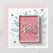 Grace is geweldig 3D roze bakstenen muur (Voorkant / Achterkant)
