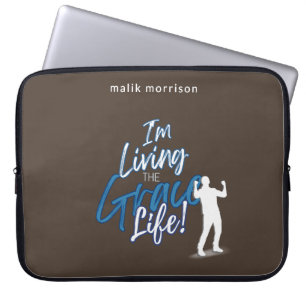 Grace Life Brown Modern Script Mannelijk Silhouet Laptop Sleeve