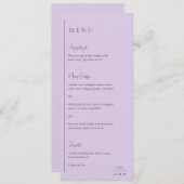 Grace Lila bruiloft Menu (Voorkant / Achterkant)