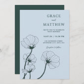 GRACE Modern Botanical Mist Wedding Invitation Kaart (Voorkant / Achterkant)