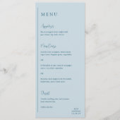 Grace Muted Blue Modern Wedding Menu (Voorkant)