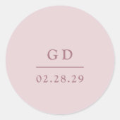 Grace Muted Roze Moderne bruiloft Ronde Sticker (Voorkant)
