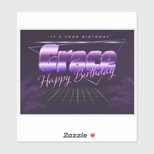 Grace Name Prénom lila retro Sticker (Feuille)