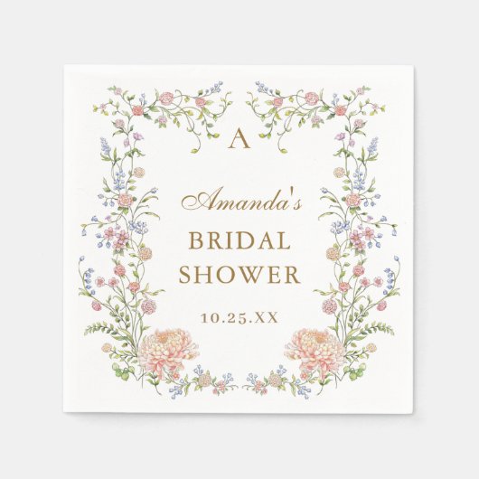  Grace Pastel Blush Bloemen Vrijgezellenfeest Servet (Voorkant)