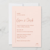 Grace Peach Modern Wedding Kaart (Voorkant)