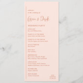 Grace Peach Modern Wedding Programma (Voorkant)