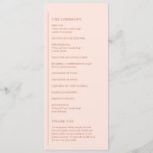 Grace Peach Modern Wedding Programma (Achterkant)