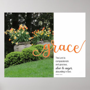 Grace Psaume 103:8 Poster floral du printemps