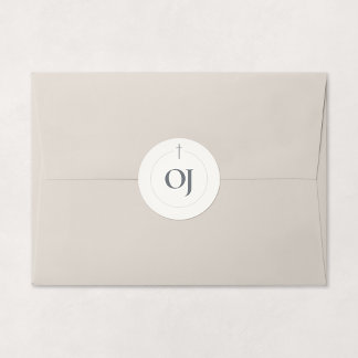 Grace Stone Monogram Kruis Ronde Sticker