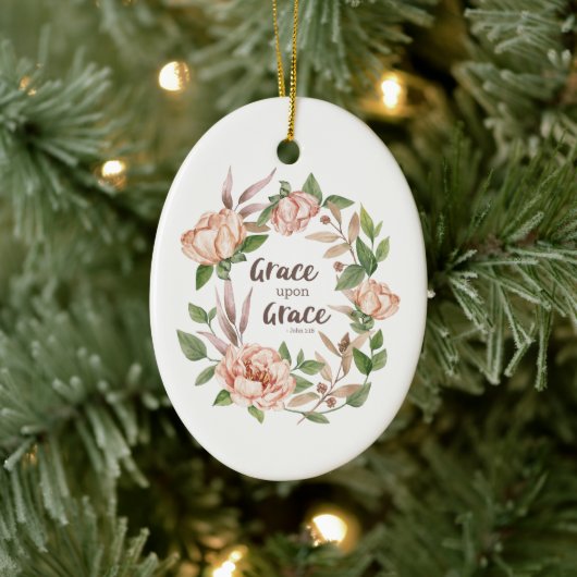 Grace Upon Grace - Johannes 1:16 - Bloemen Keramisch Ornament (Boom)