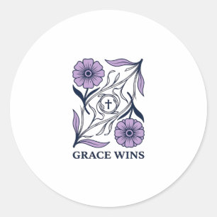 Grace Wins Bloem Kerstens Vintage Gravure T-shirt_ Ronde Sticker