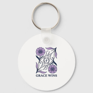 Grace Wins Bloem Kerstmis Vintage Gravure T-shirt_ Sleutelhanger