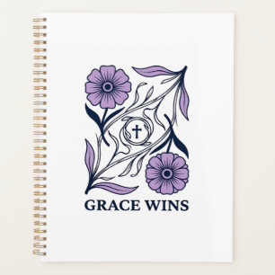 Grace Wins Floral Christian Vintage Engraving Tee_