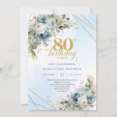 Graceful 80th Birthday Invitation Bohemian Flowers (Devant)