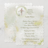 Graceful avec Soft green baptism invitation (Devant / Derrière)