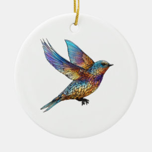 "Graceful Aviator" Meerkleurige Swift Bird Keramisch Ornament