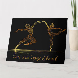 Graceful Ballet Dansers in elegante gouden lijn ku Bedankkaart