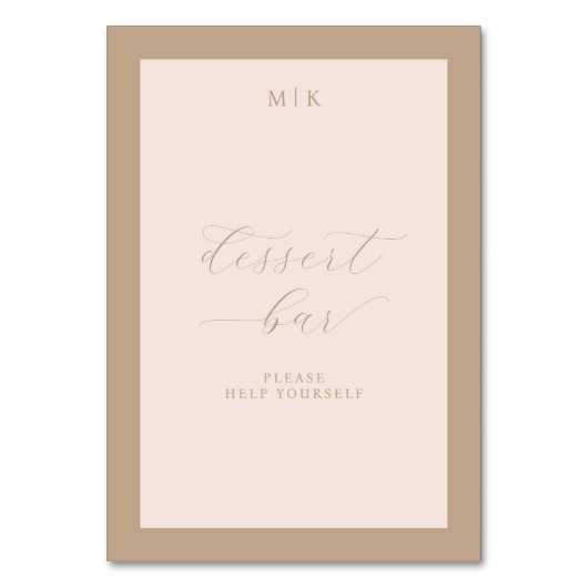 Graceful Beige Calligraphy Dessert Bar Kaart (Voorkant)