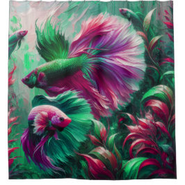"Graceful Betta Fish Underwater Art" Douchegordijn