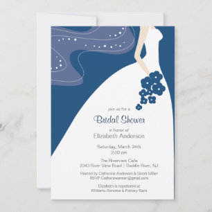 Graceful Blue Bridal Shower Invitation Bleu