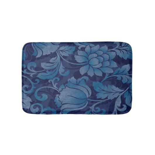 Graceful Blue Floral Bath Mat (Voorkant)