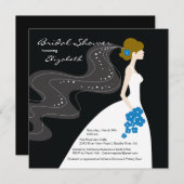 Graceful Bridal Shower Invitation bleue (Devant / Derrière)