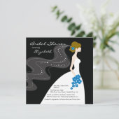 Graceful Bridal Shower Invitation bleue (Debout devant)