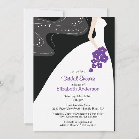 Graceful Bridal Shower Invitation Violet (Devant)