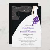 Graceful Bridal Shower Invitation Violet (Devant / Derrière)