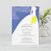 Graceful Bride Bridal Shower Invitation Blue Kaart (Staand voorkant)