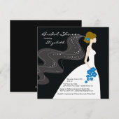 Graceful Bride Bridal Shower Invitation blue Kaart (Voorkant / Achterkant)
