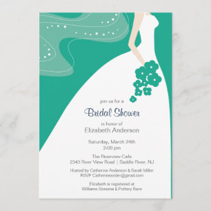 Graceful Bride Bridal Shower Invitation Emerald Kaart