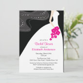 Graceful Bride Bridal Shower Invitation Hot Pink Kaart (Staand voorkant)