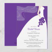 Graceful Bride Bridal Shower Invitation Paars Kaart (Voorkant / Achterkant)
