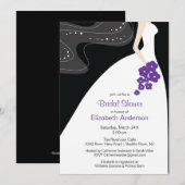 Graceful Bride Bridal Shower Invitation Paars Kaart (Voorkant / Achterkant)