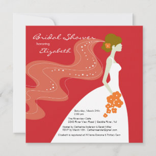 Graceful Bride Bridal Shower Invitation RED Kaart