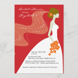 Graceful Bride Bridal Shower Invitation RED Kaart