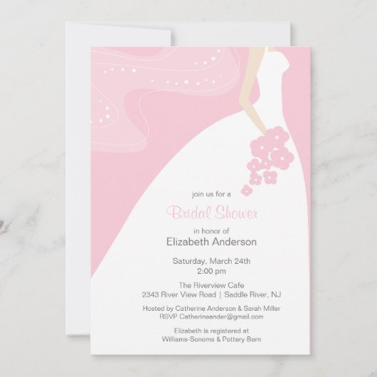 Graceful Bride Bridal Shower Invitation roze Kaart (Voorkant)