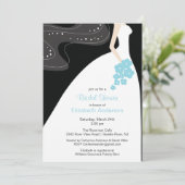Graceful Bride Bridal Shower Invitation Turquoise Kaart (Staand voorkant)