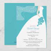 Graceful Bride Bridal Shower Invitation Turquoise Kaart (Voorkant / Achterkant)
