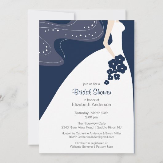 Graceful Bride nuptiale Invitation Bleu (Devant)