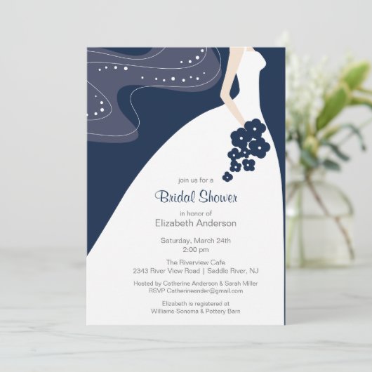 Graceful Bride nuptiale Invitation Bleu (Debout devant)
