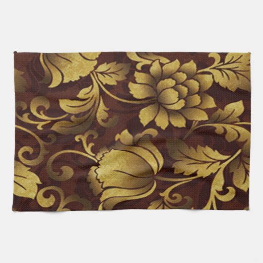 Graceful Brown Floral Kitchen Towel Theedoek (Horizontaal)