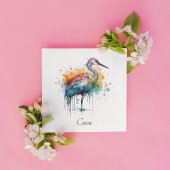 Graceful Crane: Waterverf Art, op maat